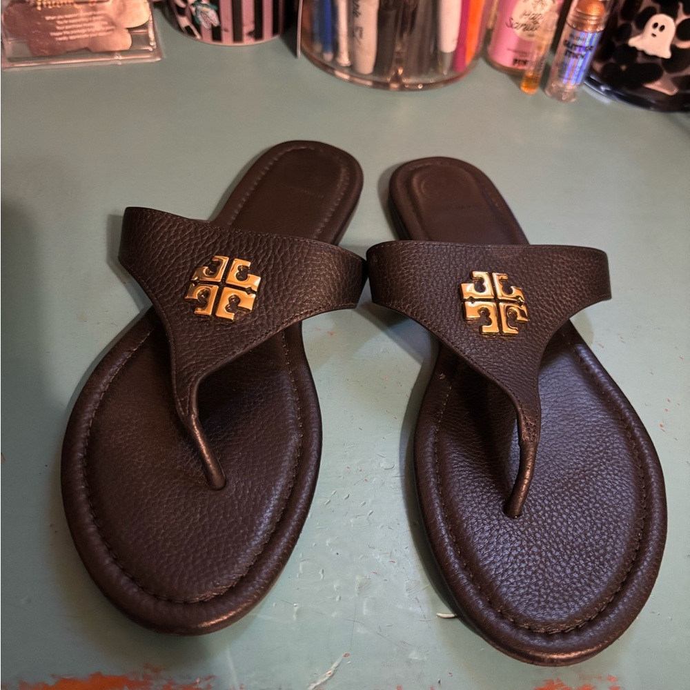 Tory Burch Jolie Flat Thong/Tumbled Leather Sandals